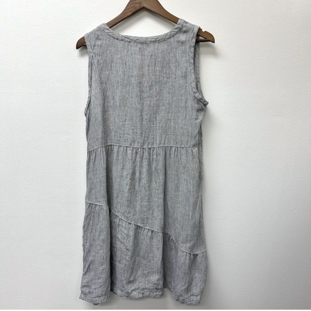 Lucky Brand Linen Tiered Striped Dress Size M‎